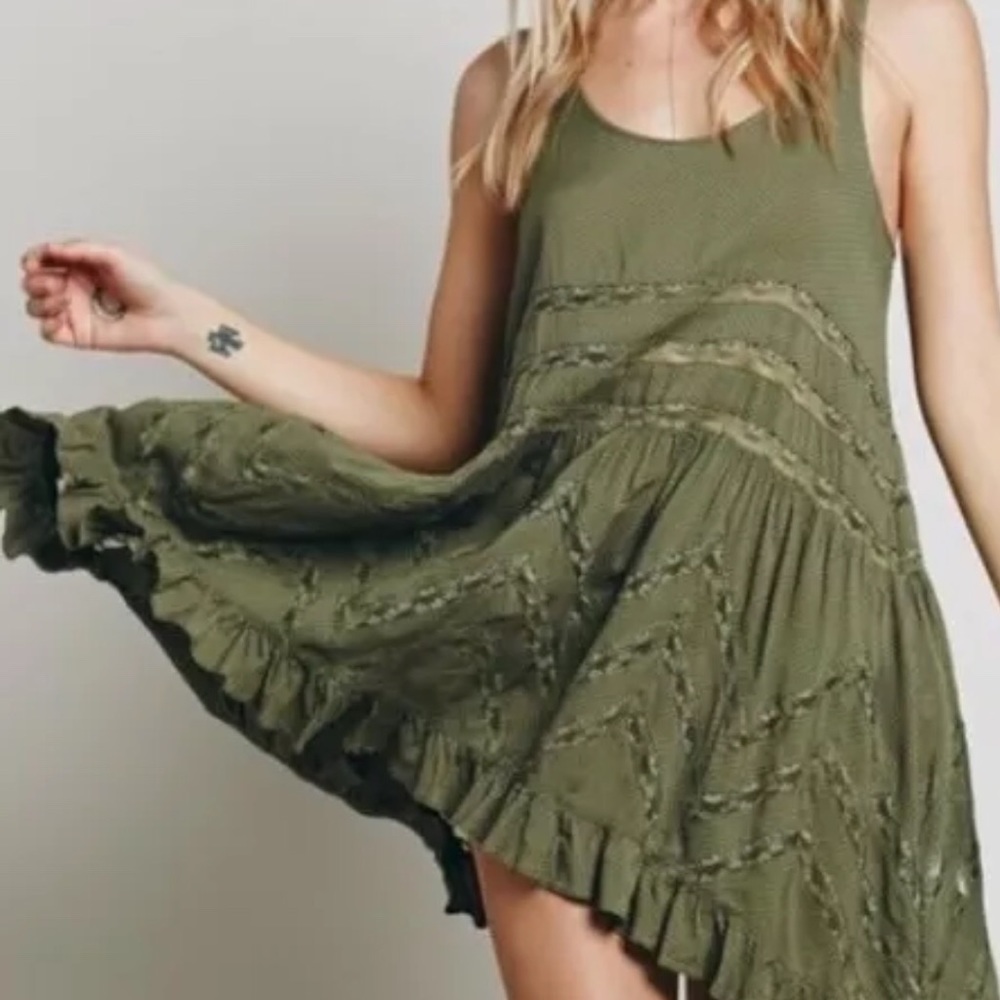 ISO free people trapeze slip dress in olive large